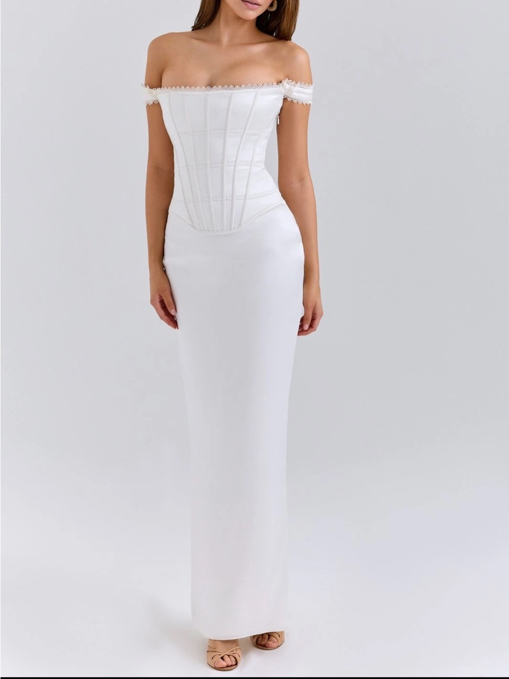 House of CB Isis ivory White satin Corset dress